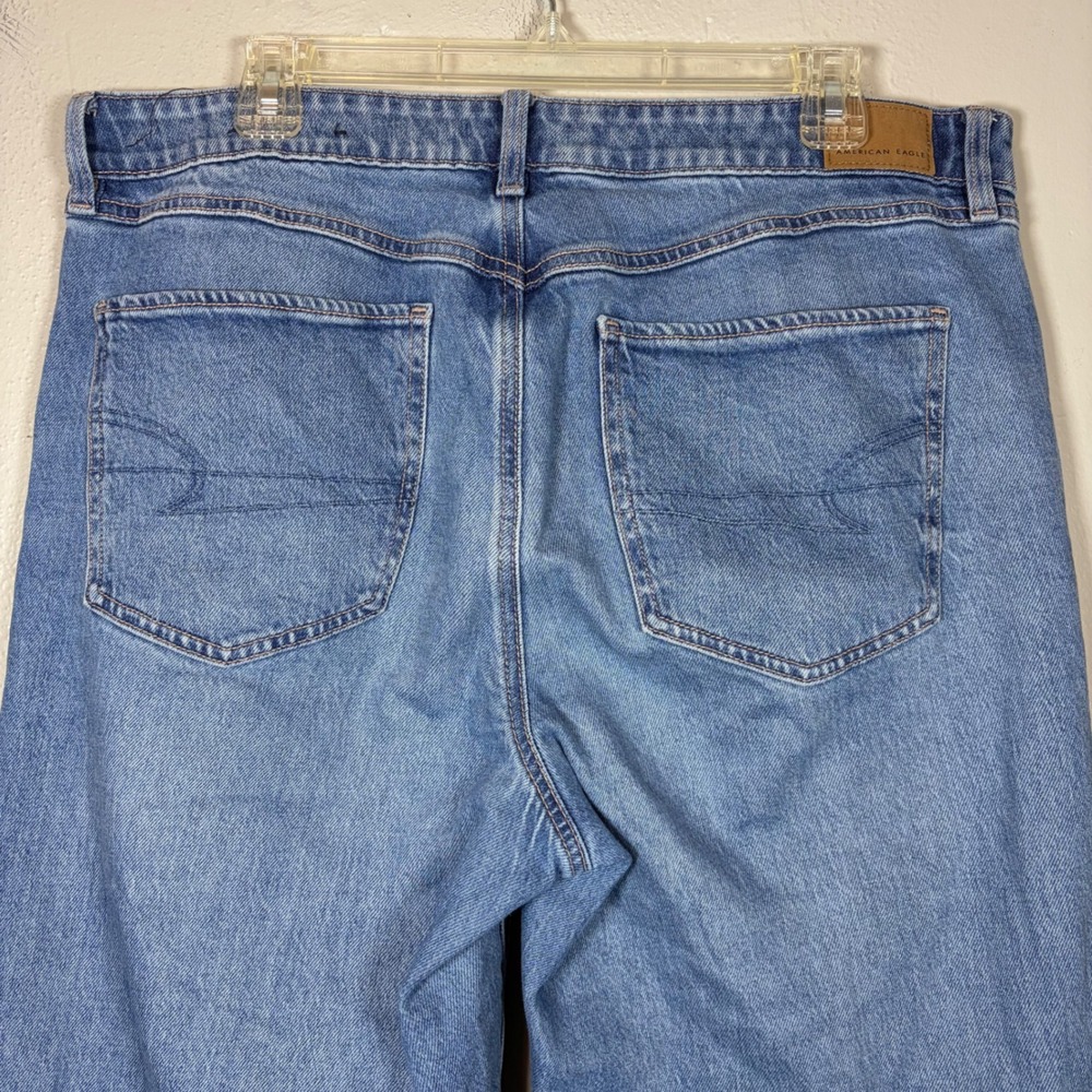 American Eagle Women Medium Wash Stretch Wide Leg High Rise Jeans Blue Size 14 - Picture 5 of 14